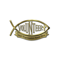Christian Volunteer Pin with Cross Personalized